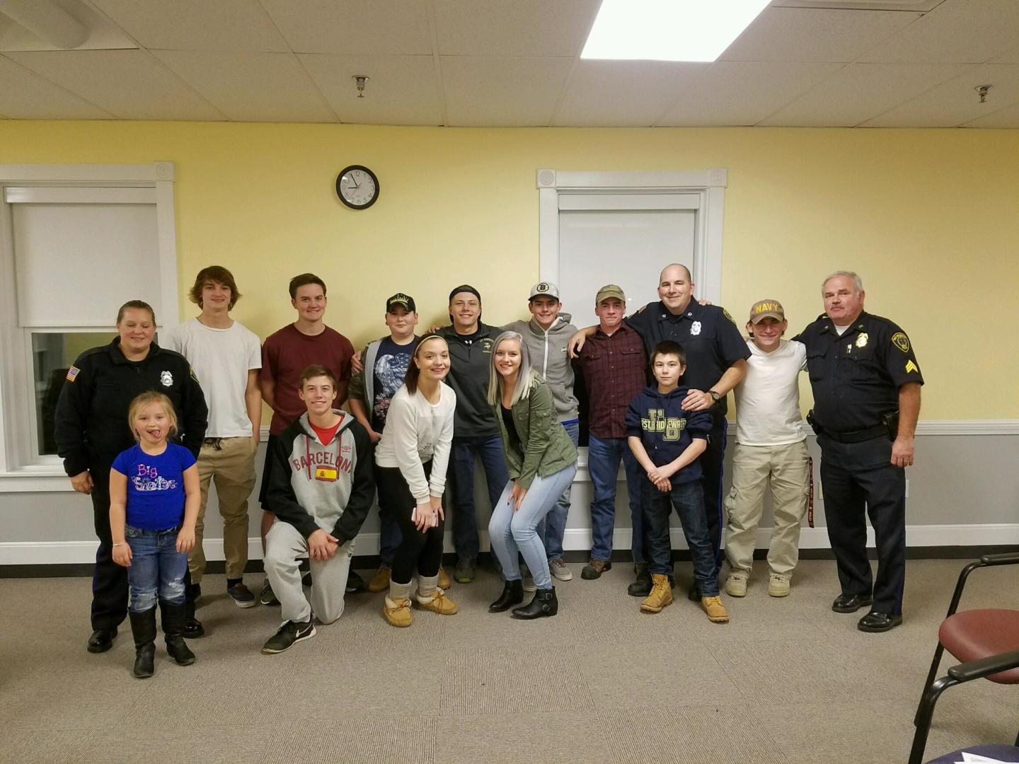 Officer Tallitha Connor, Officer Mark Harvey, and Sgt. Steven Brown with students from the East Bridgewater Citizens Police Academy. (Courtesy Photo)